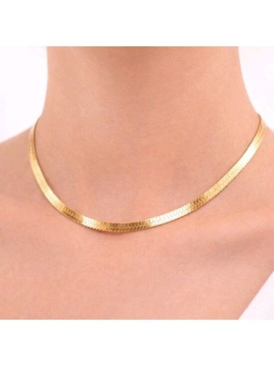 Jennifer Zeuner Jewelry - Jennifer Zeuner Hamilton 14K Gold Plated Herringbone Chain Necklace Choker NWT